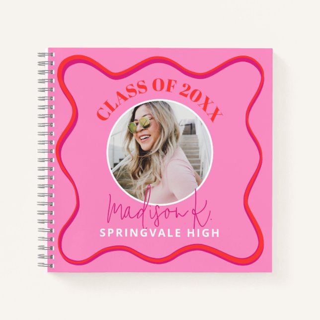 Libro de invitados para Fiesta Grad Colorful Wavy  (Anverso)