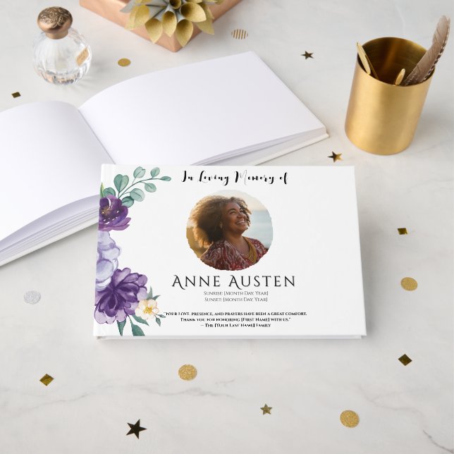 Libro de invitados para funeral - Editable  (Anverso Abierto)
