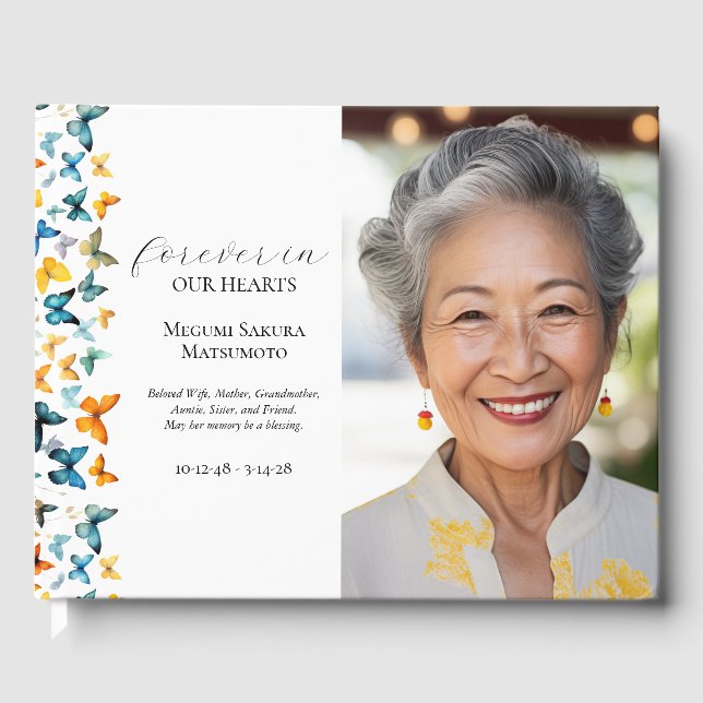 Libro de invitados para funerales de mariposa de 2 (Anverso)