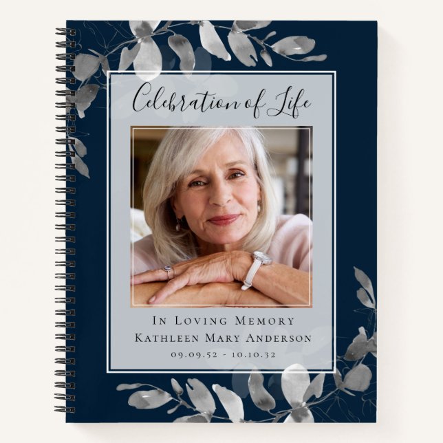 Libro de invitados para funerarios Blue Silver Euc (Anverso)