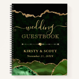 Libro de invitados para Purpurinas de Faux Green y