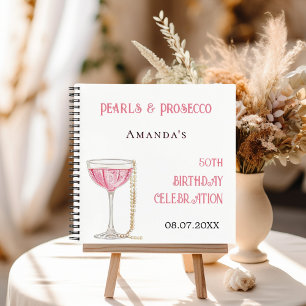 Libro de invitados perla prosecco rosa