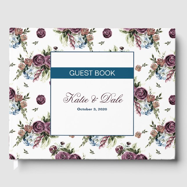 Libro de Invitados Personalizable Mauve & Olive (Anverso)