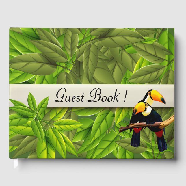 Libro de invitados personalizado de aves exóticas (Anverso)