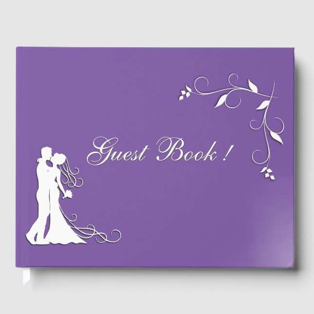 Libro de invitados Personalizado de Boda púrpura (Anverso)