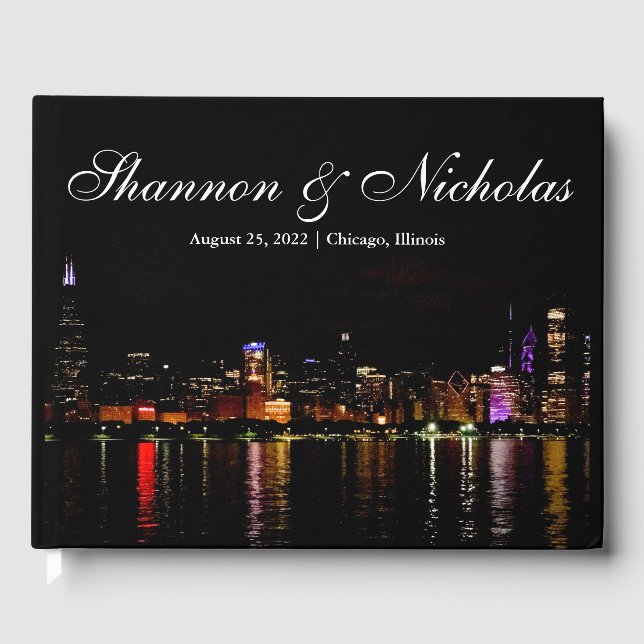 Libro de invitados personalizado de Chicago Skylin (Anverso)