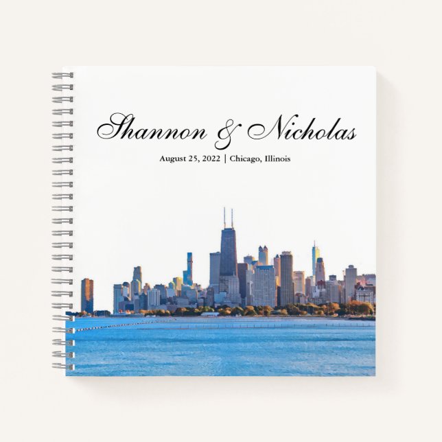 Libro de invitados personalizado de Chicago Skylin (Anverso)
