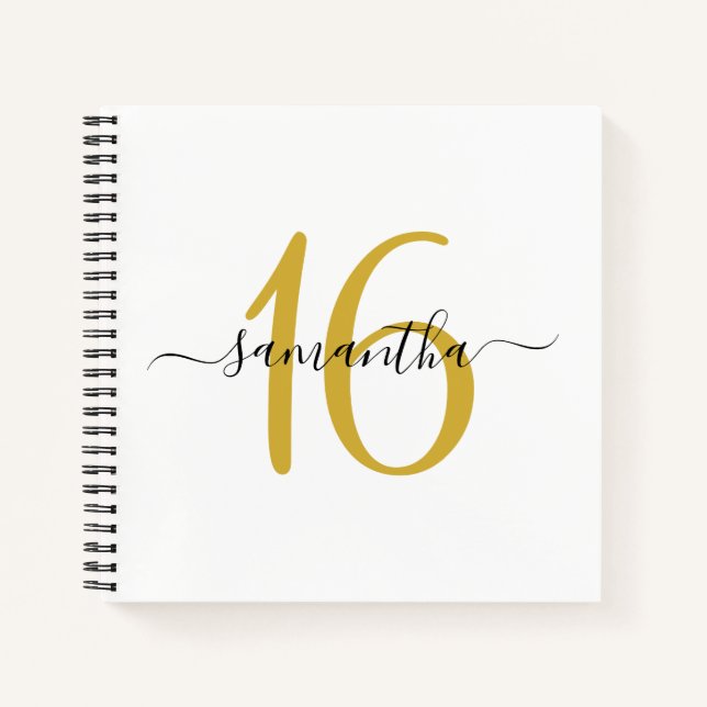 Libro de invitados personalizado de oro para cumpl (Anverso)
