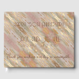 Libro de invitados personalizado de oro rosa perla