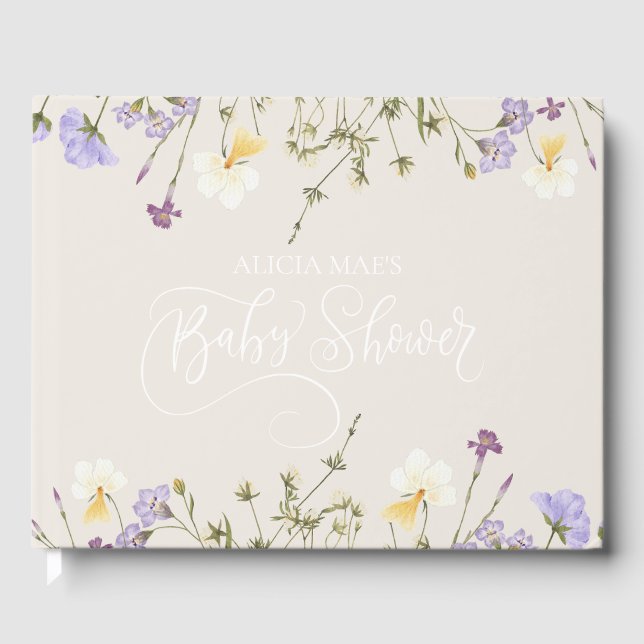 Libro de invitados personalizado de Wildflower Bab (Anverso)