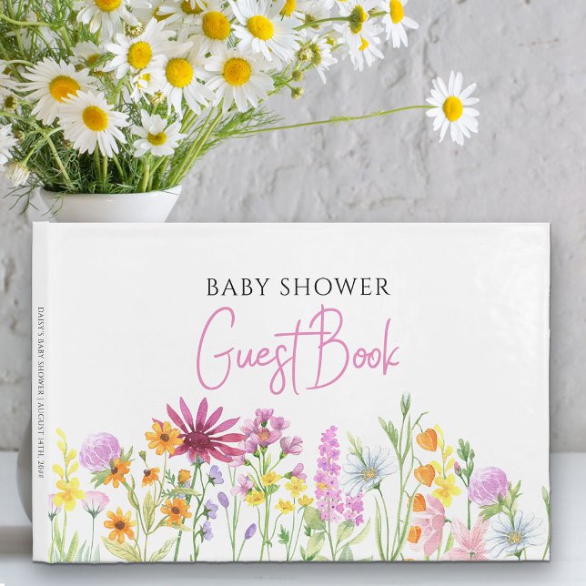 Libro de invitados personalizado de Wildflower Bab (Guest Book which you can customize for any occasion from my Wildflower Meadow collection)