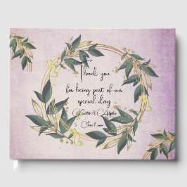 Libro de invitados personalizado Olive Wreath de b