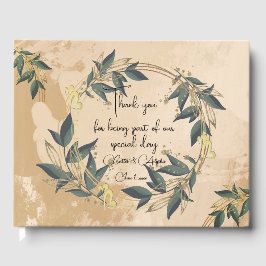 Libro de invitados personalizado Olive Wreath de b