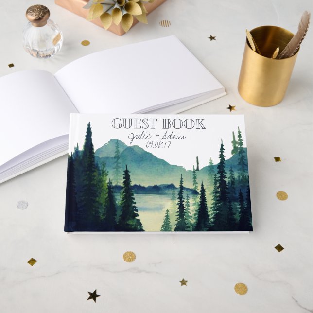 Libro de invitados personalizado para boda de camp (Anverso Abierto)
