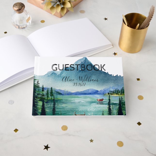 Libro de Invitados Personalizado para Boda Rústica (Anverso Abierto)