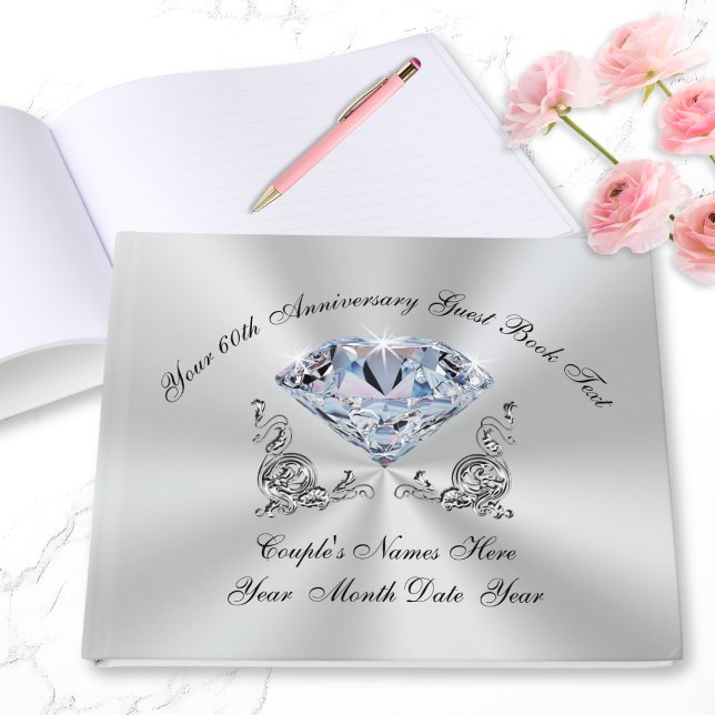 Libro de invitados personalizado para bodas de dia (Diamond wedding anniversary guest book. 60th anniversary party ideas for parents and grandparents.)