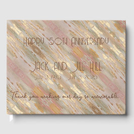 Libro de Invitados Personalizado Rosa Dorado Perla