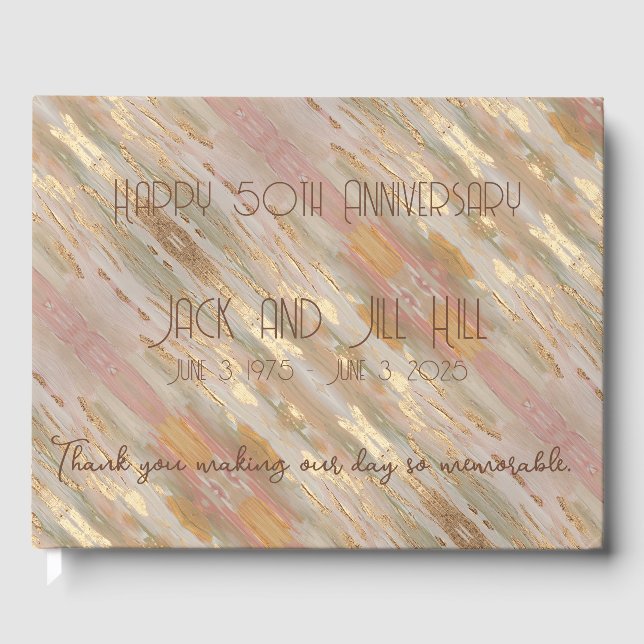 Libro de Invitados Personalizado Rosa Dorado Perla (Anverso)