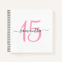 Libro de invitados personalizado rosa para 15 cump