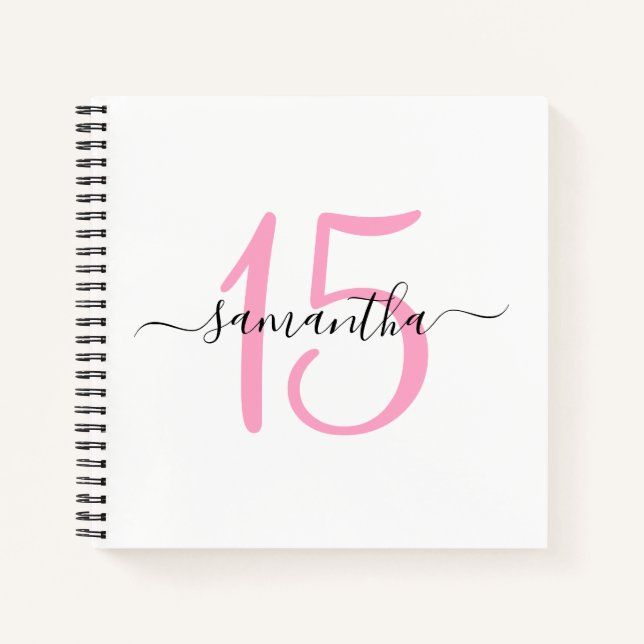 Libro de invitados personalizado rosa para 15 cump (Anverso)