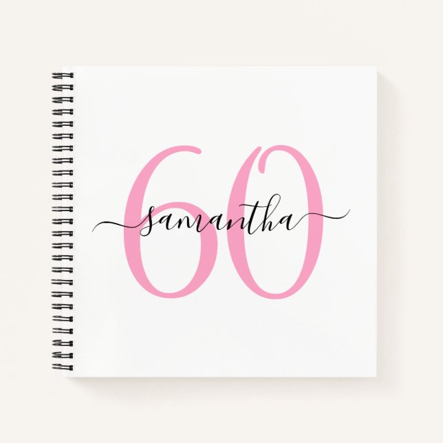 Libro de invitados personalizado rosa para 60 cump (Anverso)