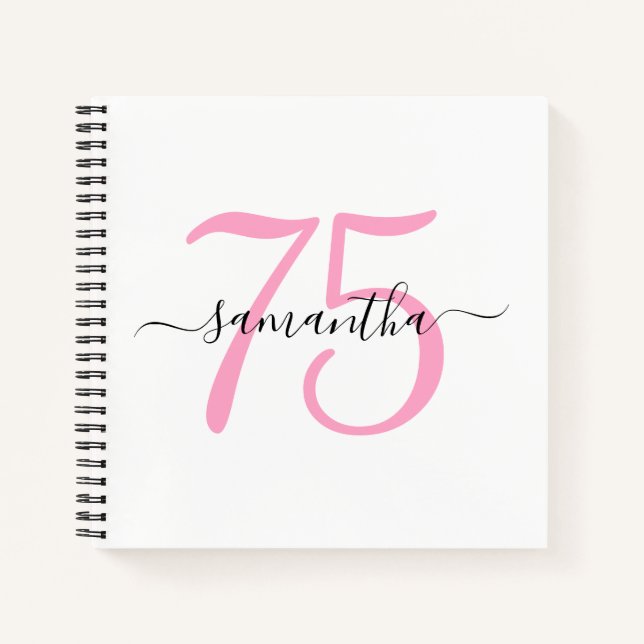 Libro de invitados personalizado rosa para 75 cump (Anverso)
