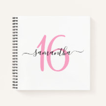 Libro de invitados personalizado rosa para cumplea
