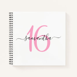 Libro de invitados personalizado rosa para cumplea