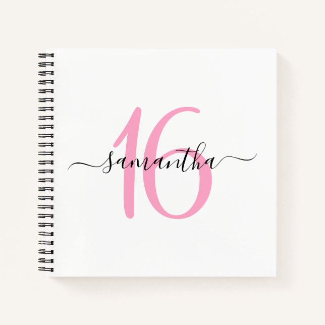 Libro de invitados personalizado rosa para cumplea (Anverso)