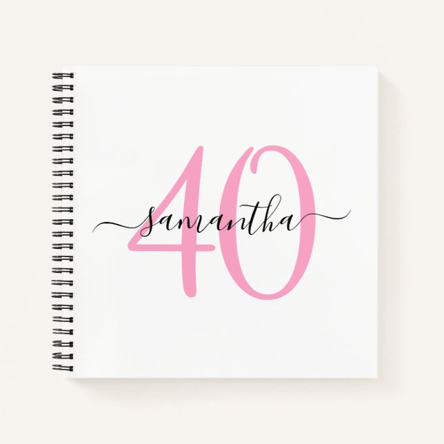 Libro de invitados personalizado rosa para cumplea (Anverso)