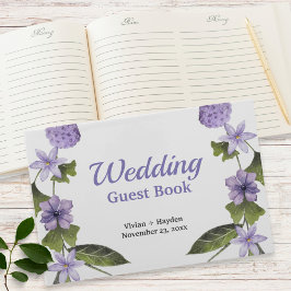 Libro de invitados Purple Floral Garden Wedding