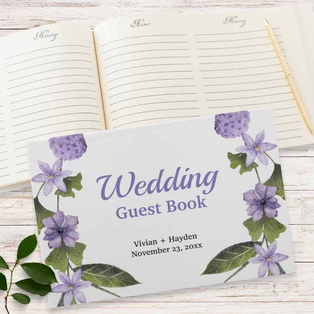 Libro de invitados Purple Floral Garden Wedding (Subido por el creador)