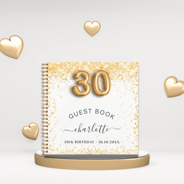 Libro de invitados purpurina de oro blanco de 30 a (Subido por el creador)