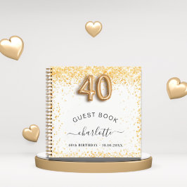 Libro de invitados purpurina de oro blanco de 40 a