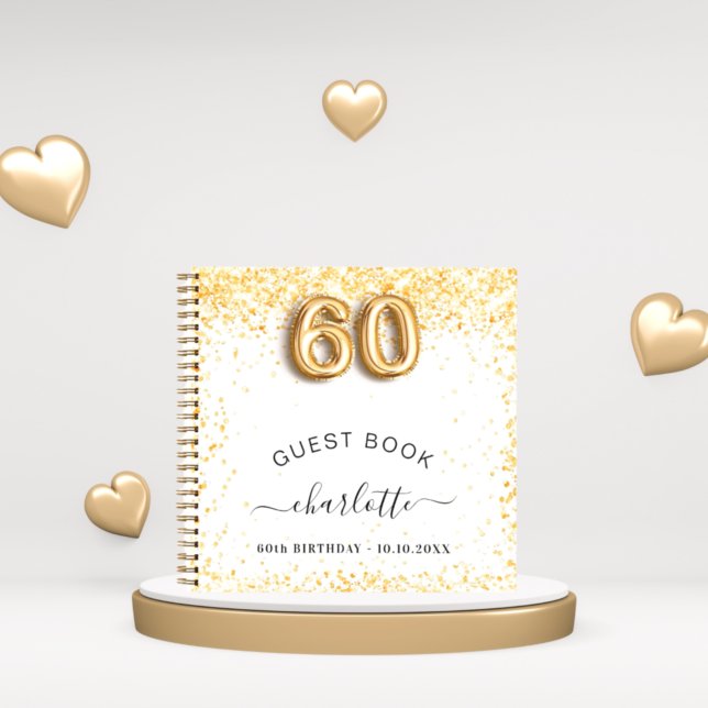 Libro de invitados purpurina de oro blanco de 60 a (Subido por el creador)