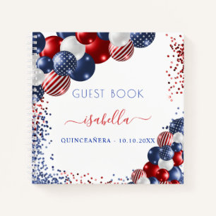 Libro de invitados Quinceanera azul rojo blanco pa