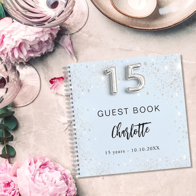Libro de invitados Quinceanera baby blue silver (Subido por el creador)