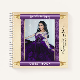 Libro de invitados Quinceañera de Purple Scroll Ph