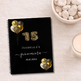 Libro de invitados Quinceañera globos leopardo neg