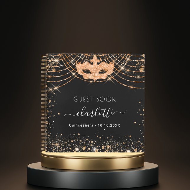 Libro de invitados quinceanera mascarada oro negro (Subido por el creador)
