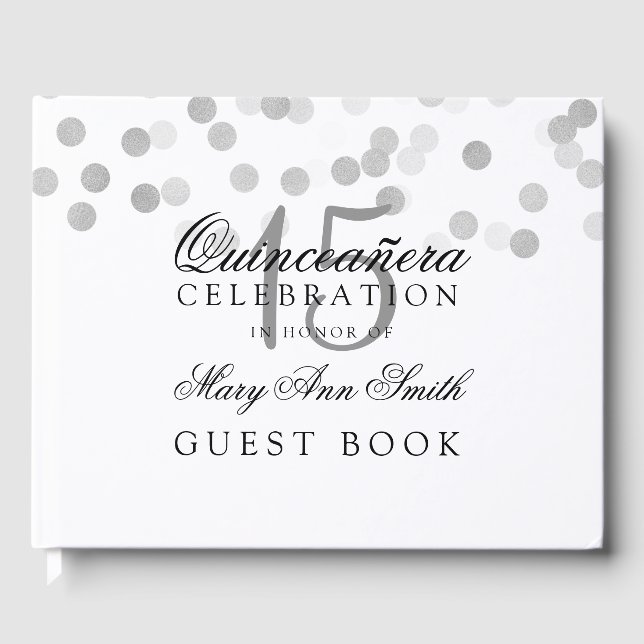Libro de invitados Quinceanera Relieve metalizado  (Anverso)