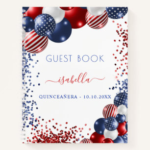 Libro de invitados Quinceañera rojo blanco azul pa