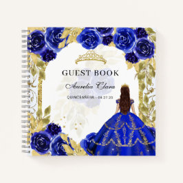 Libro de invitados Quinceañera Royal Blue Floral