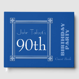 Libro de invitados Retro Blue 90th Birthday Party