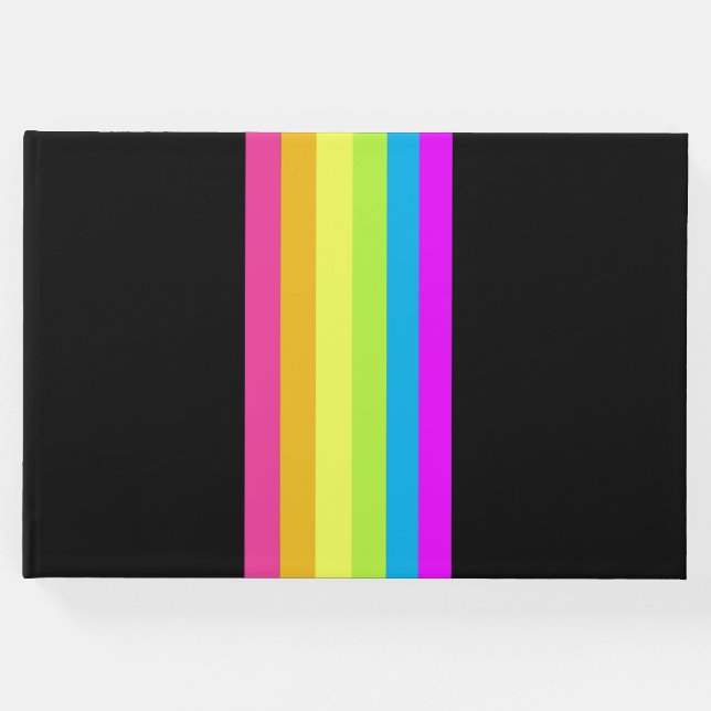 Libro de invitados Retro Stripes (Black & Neon Mul (Anverso)