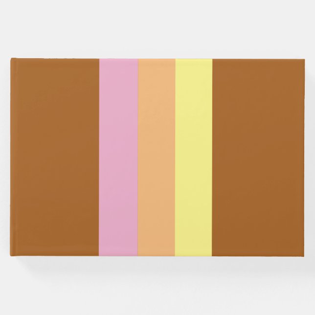 Libro de invitados Retro Stripes (Naranja Multi) (Anverso)