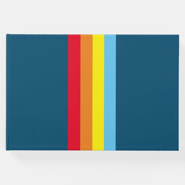 Libro de invitados Retro Stripes (Navy Blue Multi) (Anverso)