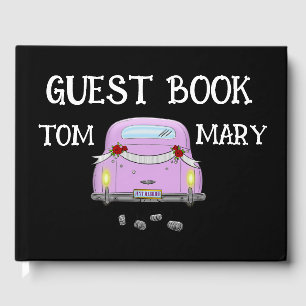 Libro de invitados RETRO STYLISH JUST MARRIED CAR