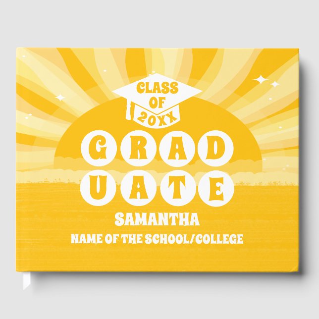 Libro de invitados Retro Sunshine Graduation (Anverso)