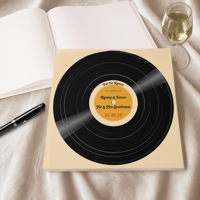 Libro de invitados Retro Vinyl Record Boda (Retro vinyl record guestbook personalized for your wedding. )